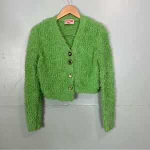 Andersson Bell Zelda Asymmetrical Wool Cardigan Green‎ Teddy Small
